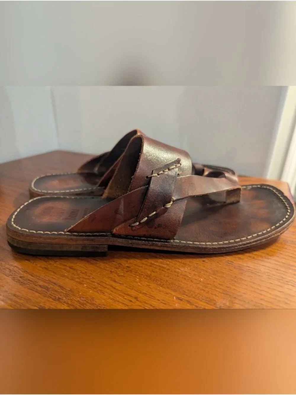 Brown's Men's Bohemian Leather Sandals Made In Italy Size 40